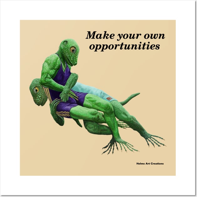 Reptile Warrior Combat Sport Fantasyart Wall Art by Helms Art Creations